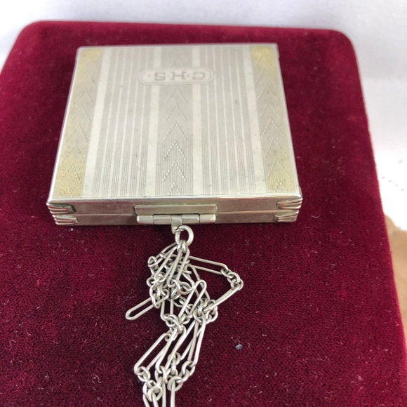 Vintage 1930's Silver Art Deco dance coin compact - Picture 2 of 8